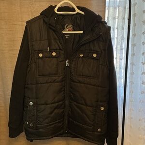 OTTO Men's Black Quilted Puffer Jacket with Hood